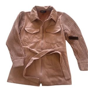 Brand new Alice Blue pale pink jacket with tags, suede and knitted material.